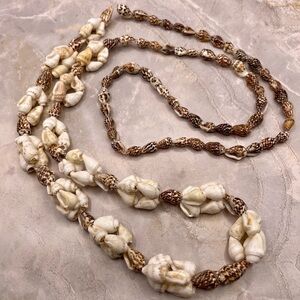 Long Natural Shell Pullover Necklace. 34 inches long. Hawaiian. Boho. Beach